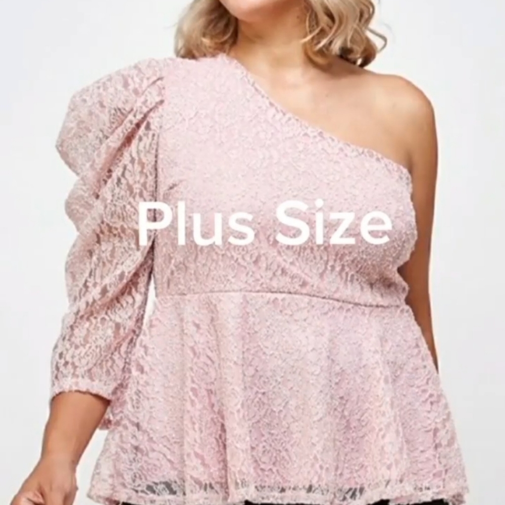 Lace One Shoulder Plus Top